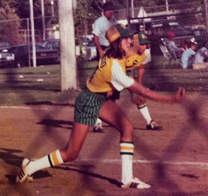 Virga pitches in a game from when she attended Rio. Photo is from Rio yearbook.