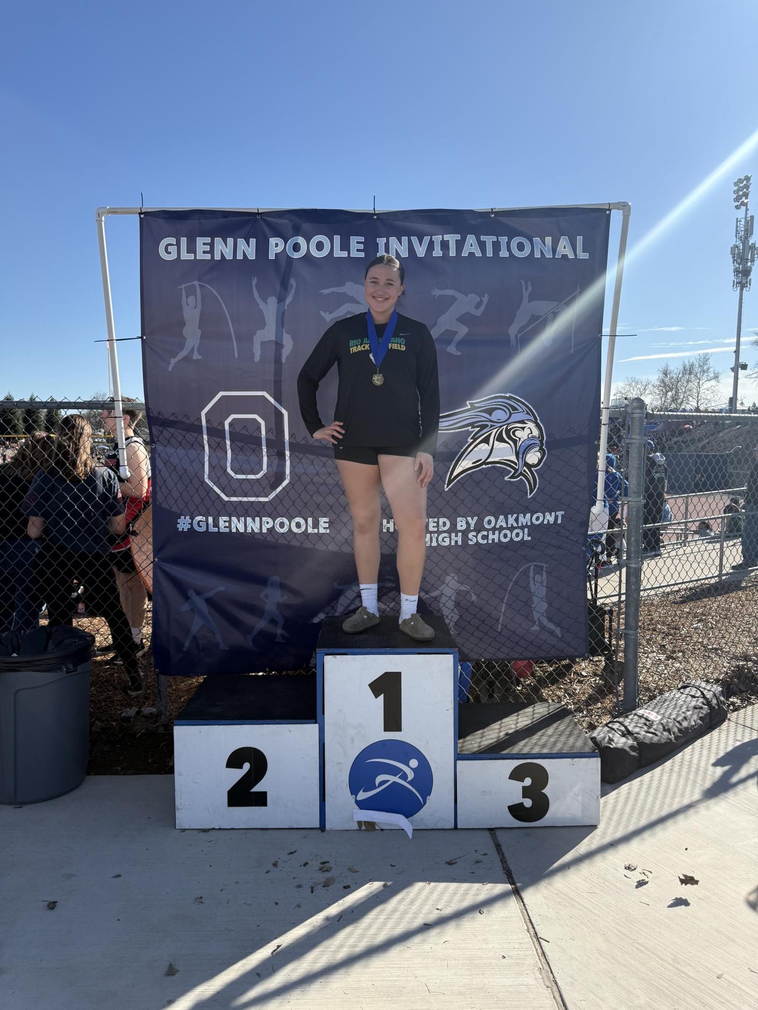 Sidney Johnson, the best freshman shot putter in the U.S., won first place at the Glenn Poole Invitational tournament. Photo provided by her.