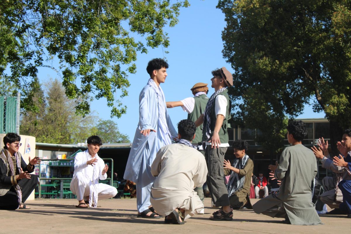 Students perform a traditional Afghani dance routine at the World Fair on April 8.