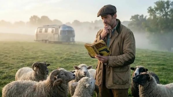 Hugh Jackman with his flock.