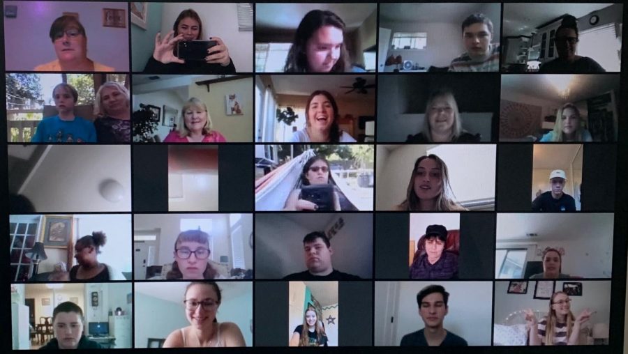 Students from various grades and programs meet via Zoom to connect and socialize. (Covid-19 May 2020)